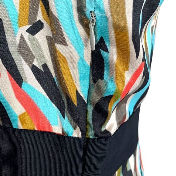 Vertigo Paris Dress Abstract Multicolored Art To Wear Sleeveless Ruched Sheath - Picture 7 of 12